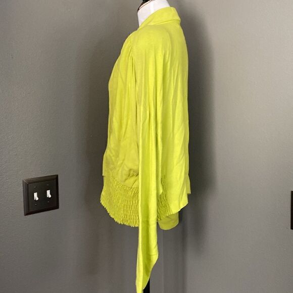 Vintage Cache Lime Green Wrap Top Long Sleeve Blouse 90s - Picture 6 of 9